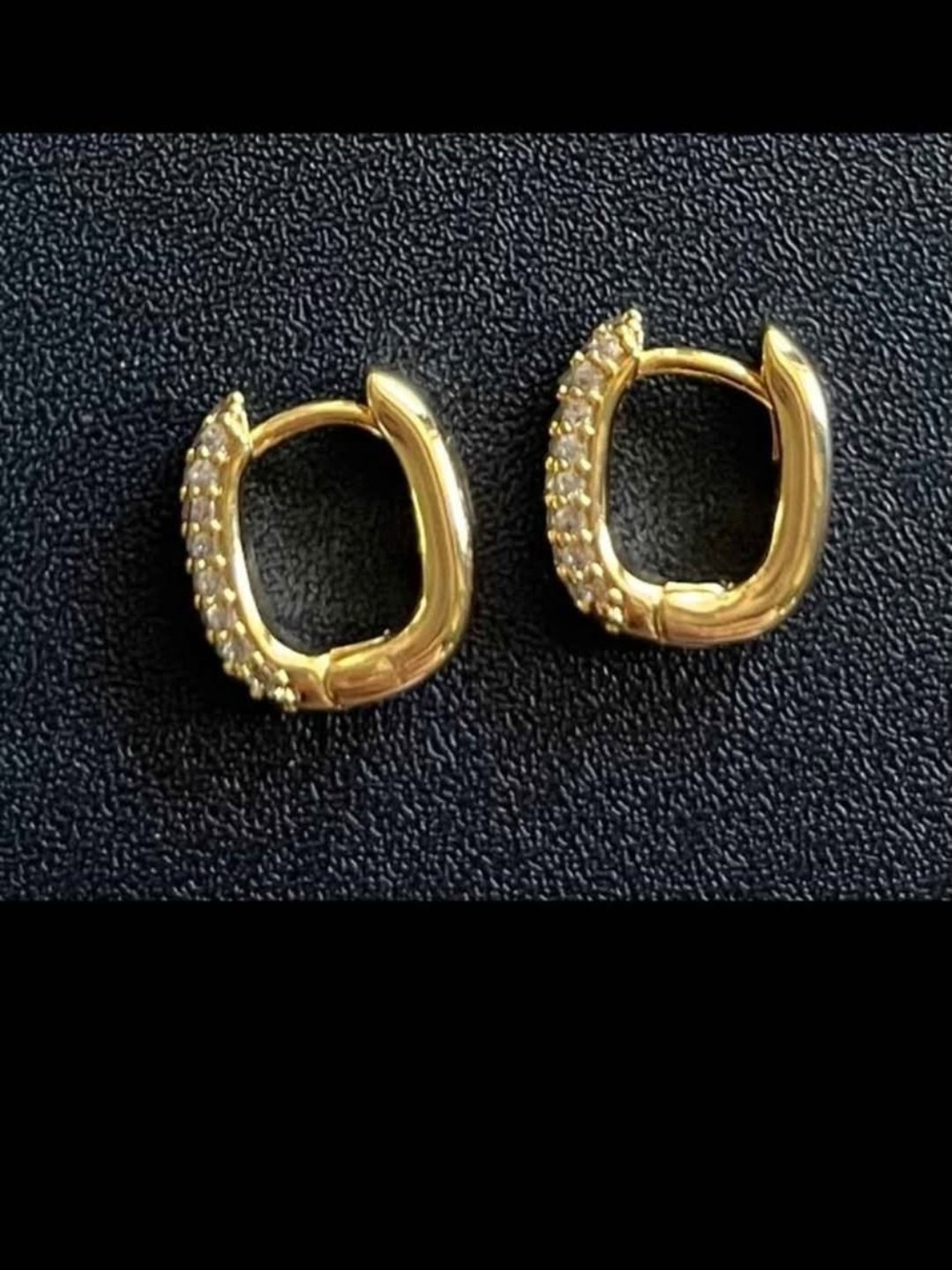 14K Gold Tone Pavé Huggie Hoop Earrings - Elegant Women's Jewelry
